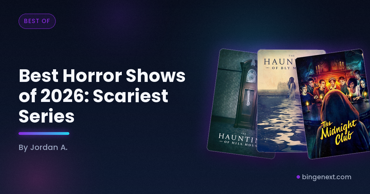Cover art for the BingeNext guide "Best Horror Shows of 2026: Scariest Series", featuring The Haunting of Hill House, The Haunting of Bly Manor and Midnight Club.